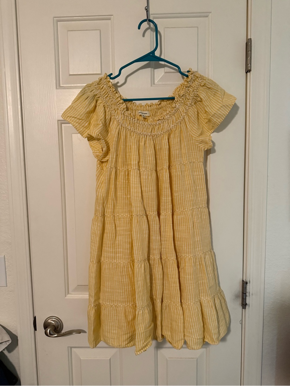 Max Studio Yellow Smocked Neck Tiered Girls' Dress